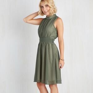 Modcloth Fervour Windy City Green Polka Dot Dress Womens 4X Plus Size Sleeveless